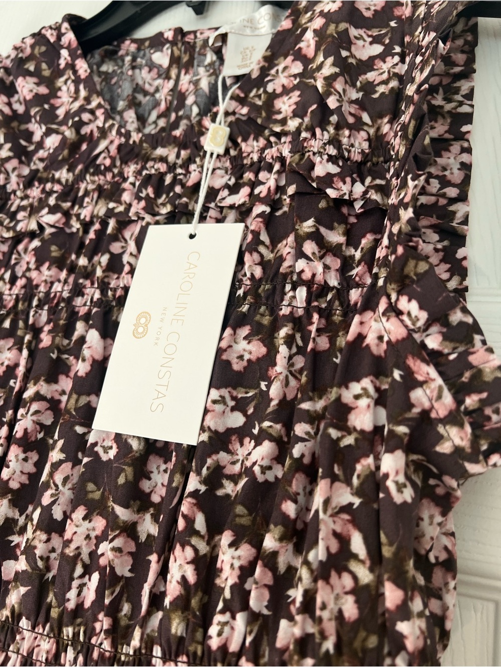 100% Cotton Caroline Constas Brown Floral Maxi Dress - Picture 5 of 7